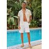 imageCOOFANDY Mens Casual Shorts Linen Flat Front Shorts Elastic Waist Summer Beach ShortsAwhite