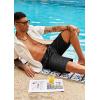 imageCOOFANDY Mens Casual Shorts Linen Flat Front Shorts Elastic Waist Summer Beach ShortsBlack