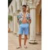 imageCOOFANDY Mens Casual Shorts Linen Flat Front Shorts Elastic Waist Summer Beach ShortsBlue