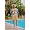 imageCOOFANDY Mens Casual Shorts Linen Flat Front Shorts Elastic Waist Summer Beach ShortsKhaki
