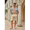 imageCOOFANDY Mens Casual Shorts Linen Flat Front Shorts Elastic Waist Summer Beach ShortsKhaki