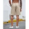 imageCOOFANDY Mens Casual Shorts Linen Flat Front Shorts Elastic Waist Summer Beach ShortsLight Khaki