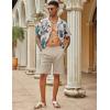 imageCOOFANDY Mens Casual Shorts Linen Flat Front Shorts Elastic Waist Summer Beach ShortsLight Khaki