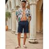 imageCOOFANDY Mens Casual Shorts Linen Flat Front Shorts Elastic Waist Summer Beach ShortsNavy Blue
