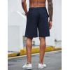 imageCOOFANDY Mens Casual Shorts Linen Flat Front Shorts Elastic Waist Summer Beach ShortsNavy Blue
