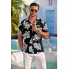 imageCOOFANDY Mens Hawaiian Shirt Short Sleeve Floral Button Down Shirts Tropical Summer Beach Shirts Camp Collar ShirtBlackwhite Floral