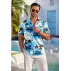 imageCOOFANDY Mens Hawaiian Shirt Short Sleeve Floral Button Down Shirts Tropical Summer Beach Shirts Camp Collar ShirtBluecoconut Tree