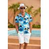 imageCOOFANDY Mens Hawaiian Shirt Short Sleeve Floral Button Down Shirts Tropical Summer Beach Shirts Camp Collar ShirtBluecoconut Tree