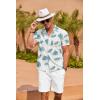 imageCOOFANDY Mens Hawaiian Shirt Short Sleeve Floral Button Down Shirts Tropical Summer Beach Shirts Camp Collar ShirtWhite Palm Leaf
