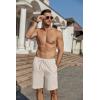 imageCOOFANDY Mens Linen Shorts Casual Beach Shorts 9 inch Inseam Elastic Waist Drawstring Summer ShortsLight KhakiBlack