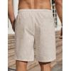 imageCOOFANDY Mens Linen Shorts Casual Beach Shorts 9 inch Inseam Elastic Waist Drawstring Summer ShortsLight KhakiBlack