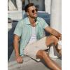 imageCOOFANDY Mens Linen Shorts Casual Beach Shorts 9 inch Inseam Elastic Waist Drawstring Summer ShortsLight KhakiBlack
