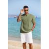 imageCOOFANDY Mens Short Sleeve Henley Shirts Casual Collarless Shirt Band Collar Henley Summer Beach Henley TShirtArmy Green