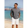 imageCOOFANDY Mens Short Sleeve Henley Shirts Casual Collarless Shirt Band Collar Henley Summer Beach Henley TShirtDark Grey