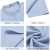 imageCOOFANDY Mens Short Sleeve Henley Shirts Casual Collarless Shirt Band Collar Henley Summer Beach Henley TShirtLight Blue