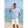 imageCOOFANDY Mens Short Sleeve Henley Shirts Casual Collarless Shirt Band Collar Henley Summer Beach Henley TShirtLight Blue