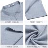imageCOOFANDY Mens Short Sleeve Henley Shirts Casual Collarless Shirt Band Collar Henley Summer Beach Henley TShirtLight Denim Blue