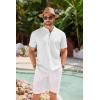 imageCOOFANDY Mens Short Sleeve Henley Shirts Casual Collarless Shirt Band Collar Henley Summer Beach Henley TShirtWhite