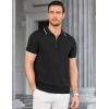imageCOOFANDY Mens Zipper Polo Shirt Casual Knit Short Sleeve Polo T Shirt Classic Fit Shirts1black