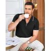 imageCOOFANDY Mens Zipper Polo Shirt Casual Knit Short Sleeve Polo T Shirt Classic Fit Shirts1black