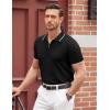 imageCOOFANDY Mens Zipper Polo Shirt Casual Knit Short Sleeve Polo T Shirt Classic Fit Shirts1black