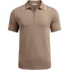 imageCOOFANDY Mens Zipper Polo Shirt Casual Knit Short Sleeve Polo T Shirt Classic Fit Shirts1khaki