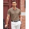 imageCOOFANDY Mens Zipper Polo Shirt Casual Knit Short Sleeve Polo T Shirt Classic Fit Shirts1khaki