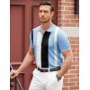 imageCOOFANDY Mens Zipper Polo Shirt Casual Knit Short Sleeve Polo T Shirt Classic Fit ShirtsBlue Stripes