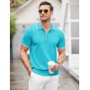 imageCOOFANDY Mens Zipper Polo Shirt Casual Knit Short Sleeve Polo T Shirt Classic Fit ShirtsBlue3