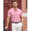 imageCOOFANDY Mens Zipper Polo Shirt Casual Knit Short Sleeve Polo T Shirt Classic Fit ShirtsBright Pink