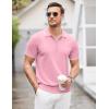imageCOOFANDY Mens Zipper Polo Shirt Casual Knit Short Sleeve Polo T Shirt Classic Fit ShirtsBright Pink