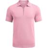 imageCOOFANDY Mens Zipper Polo Shirt Casual Knit Short Sleeve Polo T Shirt Classic Fit ShirtsBright Pink