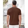 imageCOOFANDY Mens Zipper Polo Shirt Casual Knit Short Sleeve Polo T Shirt Classic Fit ShirtsBrown