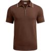 imageCOOFANDY Mens Zipper Polo Shirt Casual Knit Short Sleeve Polo T Shirt Classic Fit ShirtsBrown