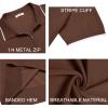 imageCOOFANDY Mens Zipper Polo Shirt Casual Knit Short Sleeve Polo T Shirt Classic Fit ShirtsBrown
