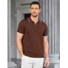 imageCOOFANDY Mens Zipper Polo Shirt Casual Knit Short Sleeve Polo T Shirt Classic Fit ShirtsBrown