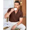 imageCOOFANDY Mens Zipper Polo Shirt Casual Knit Short Sleeve Polo T Shirt Classic Fit ShirtsBrown