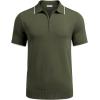imageCOOFANDY Mens Zipper Polo Shirt Casual Knit Short Sleeve Polo T Shirt Classic Fit ShirtsEarmy Green