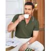 imageCOOFANDY Mens Zipper Polo Shirt Casual Knit Short Sleeve Polo T Shirt Classic Fit ShirtsEarmy Green