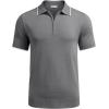 imageCOOFANDY Mens Zipper Polo Shirt Casual Knit Short Sleeve Polo T Shirt Classic Fit ShirtsGray