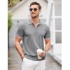 imageCOOFANDY Mens Zipper Polo Shirt Casual Knit Short Sleeve Polo T Shirt Classic Fit ShirtsGray