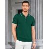 imageCOOFANDY Mens Zipper Polo Shirt Casual Knit Short Sleeve Polo T Shirt Classic Fit ShirtsGreen