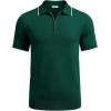 imageCOOFANDY Mens Zipper Polo Shirt Casual Knit Short Sleeve Polo T Shirt Classic Fit ShirtsGreen