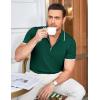 imageCOOFANDY Mens Zipper Polo Shirt Casual Knit Short Sleeve Polo T Shirt Classic Fit ShirtsGreen