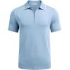 imageCOOFANDY Mens Zipper Polo Shirt Casual Knit Short Sleeve Polo T Shirt Classic Fit ShirtsLight Blue