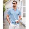 imageCOOFANDY Mens Zipper Polo Shirt Casual Knit Short Sleeve Polo T Shirt Classic Fit ShirtsLight Blue