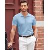 imageCOOFANDY Mens Zipper Polo Shirt Casual Knit Short Sleeve Polo T Shirt Classic Fit ShirtsLight Blue