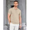 imageCOOFANDY Mens Zipper Polo Shirt Casual Knit Short Sleeve Polo T Shirt Classic Fit ShirtsLight Khaki