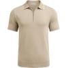 imageCOOFANDY Mens Zipper Polo Shirt Casual Knit Short Sleeve Polo T Shirt Classic Fit ShirtsLight Khaki