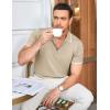imageCOOFANDY Mens Zipper Polo Shirt Casual Knit Short Sleeve Polo T Shirt Classic Fit ShirtsLight Khaki